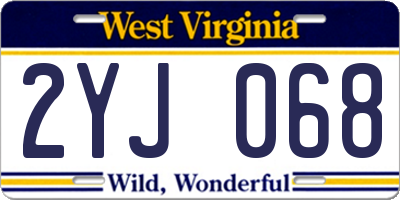 WV license plate 2YJ068