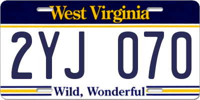 WV license plate 2YJ070