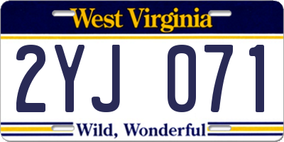 WV license plate 2YJ071