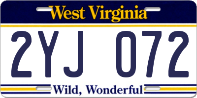WV license plate 2YJ072