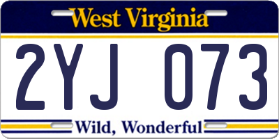 WV license plate 2YJ073