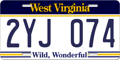 WV license plate 2YJ074