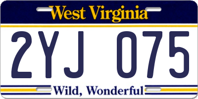 WV license plate 2YJ075