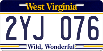 WV license plate 2YJ076