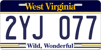 WV license plate 2YJ077
