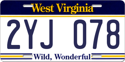 WV license plate 2YJ078