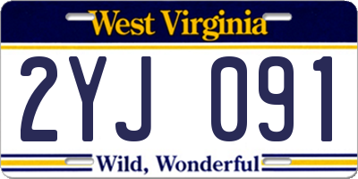 WV license plate 2YJ091
