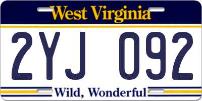 WV license plate 2YJ092