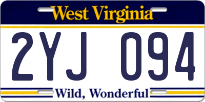 WV license plate 2YJ094