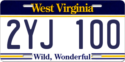 WV license plate 2YJ100