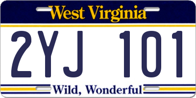 WV license plate 2YJ101