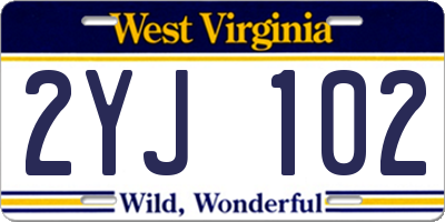 WV license plate 2YJ102