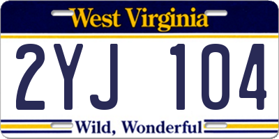WV license plate 2YJ104