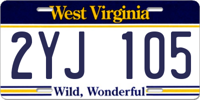 WV license plate 2YJ105