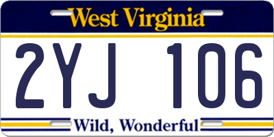 WV license plate 2YJ106