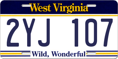 WV license plate 2YJ107