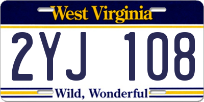 WV license plate 2YJ108
