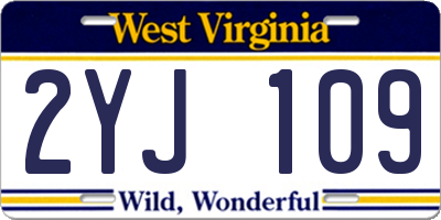 WV license plate 2YJ109