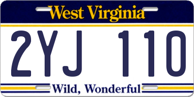 WV license plate 2YJ110