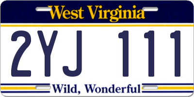 WV license plate 2YJ111