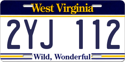 WV license plate 2YJ112