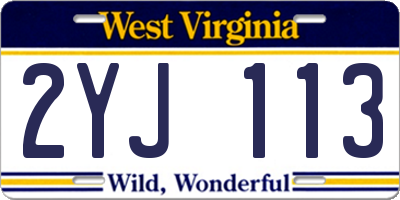 WV license plate 2YJ113