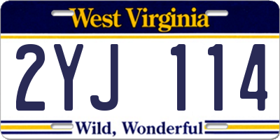 WV license plate 2YJ114