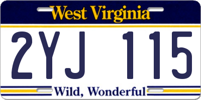 WV license plate 2YJ115