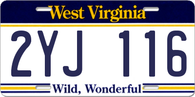 WV license plate 2YJ116