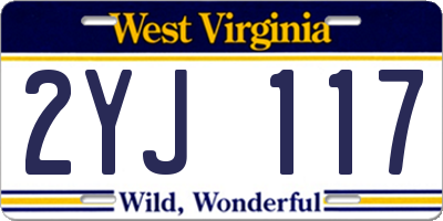 WV license plate 2YJ117
