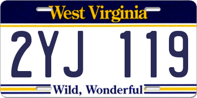 WV license plate 2YJ119