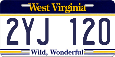 WV license plate 2YJ120