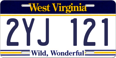 WV license plate 2YJ121