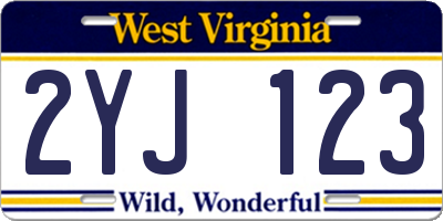 WV license plate 2YJ123