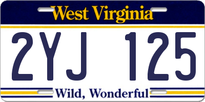 WV license plate 2YJ125