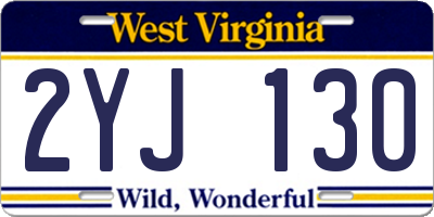 WV license plate 2YJ130