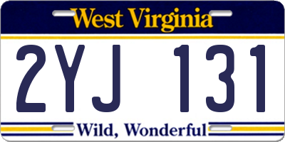WV license plate 2YJ131