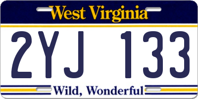WV license plate 2YJ133