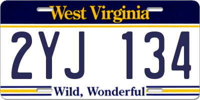 WV license plate 2YJ134