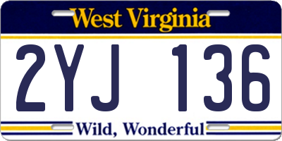 WV license plate 2YJ136