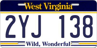 WV license plate 2YJ138