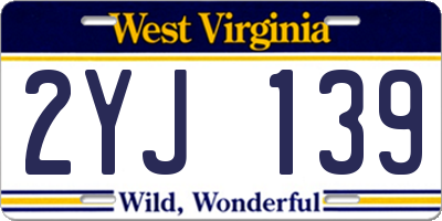 WV license plate 2YJ139