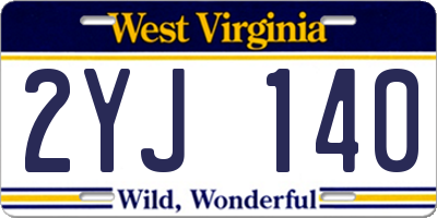 WV license plate 2YJ140