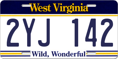 WV license plate 2YJ142