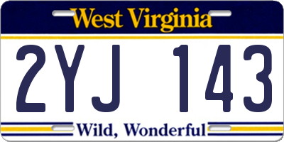 WV license plate 2YJ143