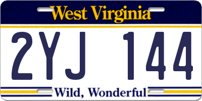 WV license plate 2YJ144