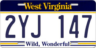 WV license plate 2YJ147