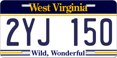 WV license plate 2YJ150