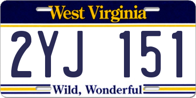 WV license plate 2YJ151