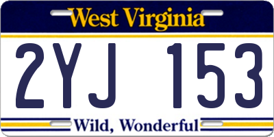 WV license plate 2YJ153